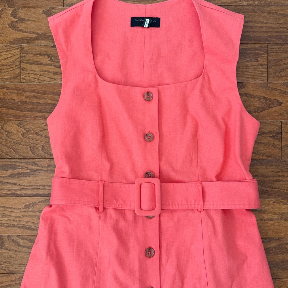 Banana Republic linen blend button front midi dress - Picture 2 of 9